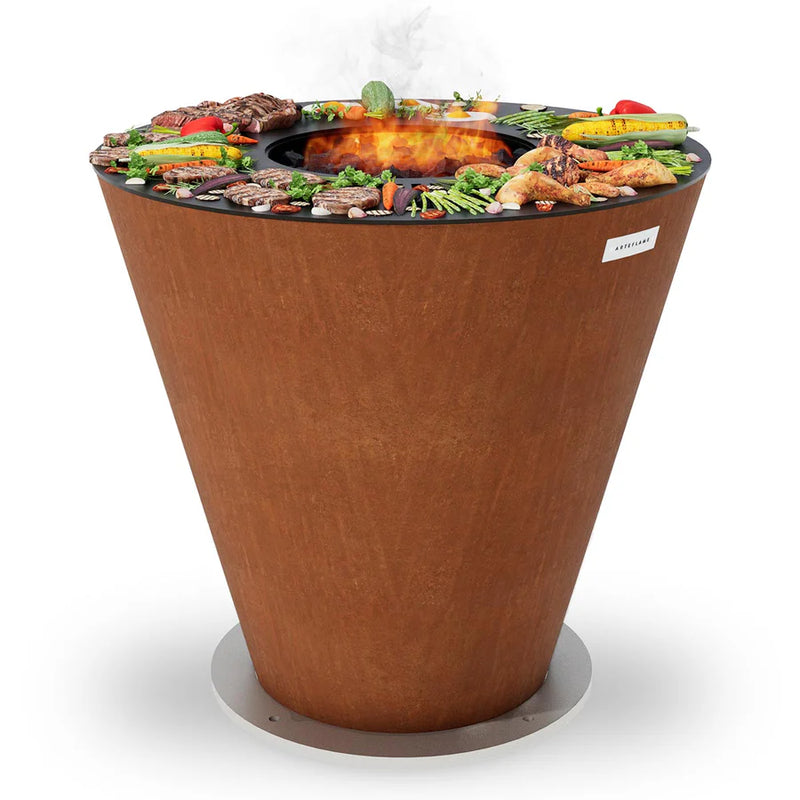 Arteflame Park Series - One-Piece Corten Steel Park Grill (30" / 40") with Half Griddle + Half Grill