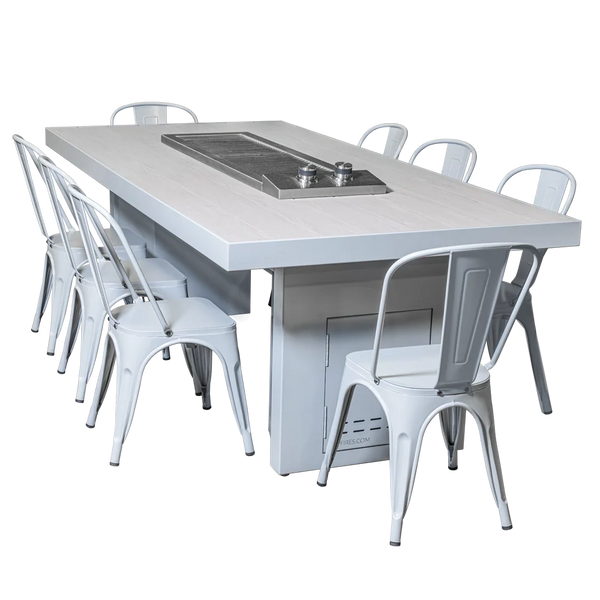 The Alameda Cooking Table with The Anza (Dual) Burner - Powder Coated Table - Includes (6) Dining Chairs - Liquid Propane